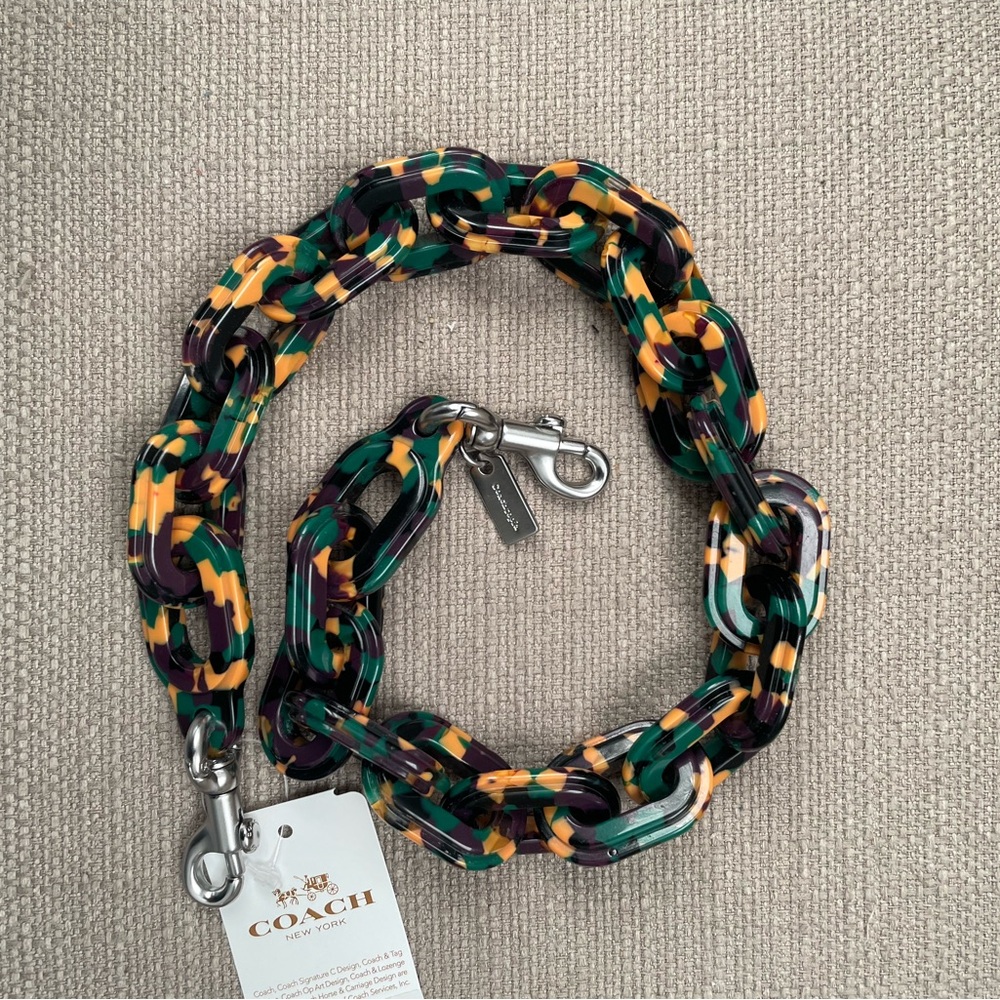 Coach Coachtopia Short Chain Strap In Colour Black Green Multi New with tag